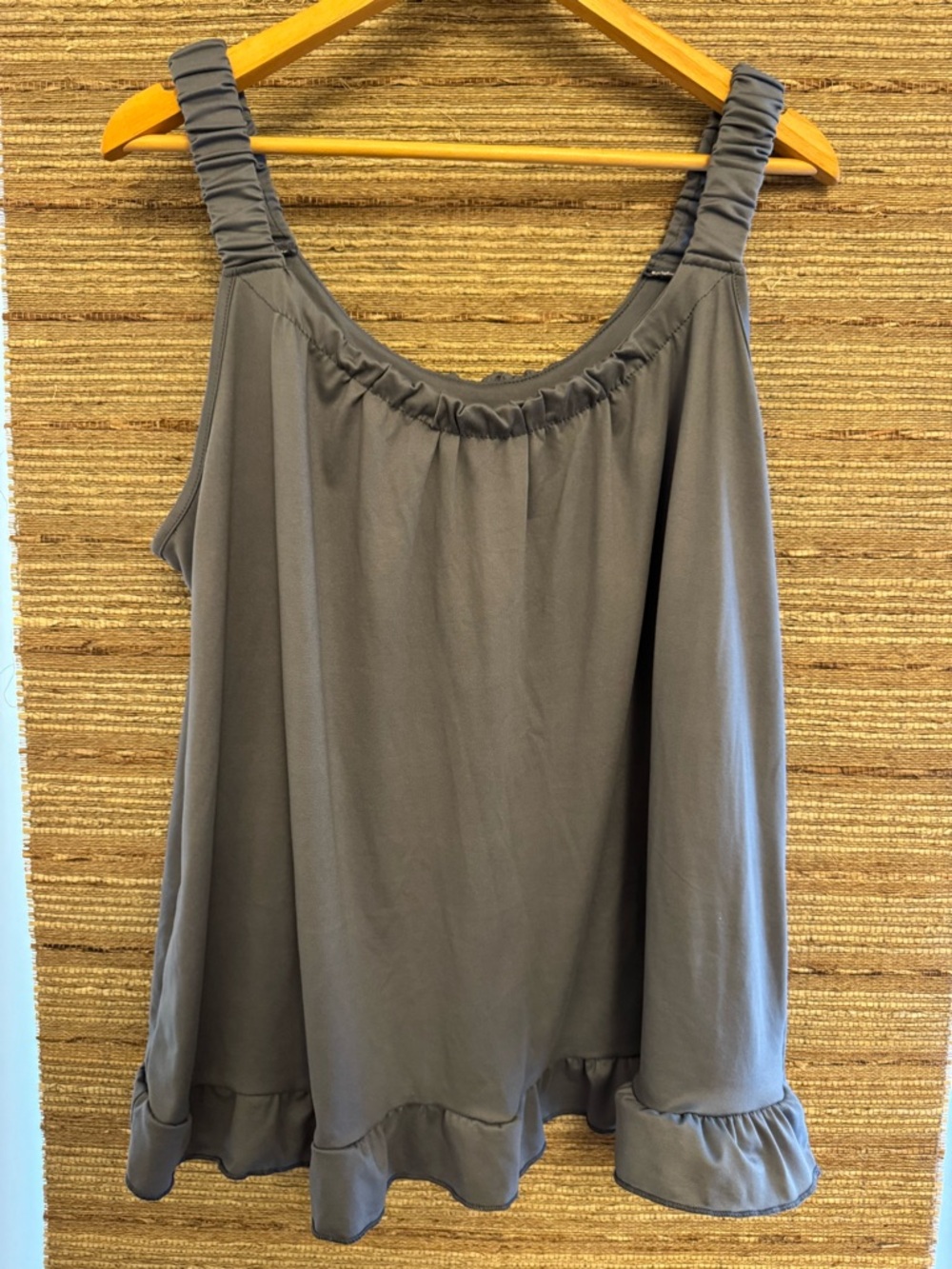 SHEIN BlueRuffled-Hem Ruched-Strap Tank